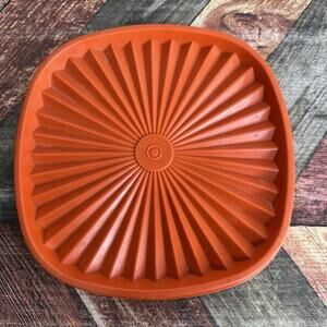 Vintage Tupperware Replacement 7.5" Lid Orange Starburst 839-17 Square
